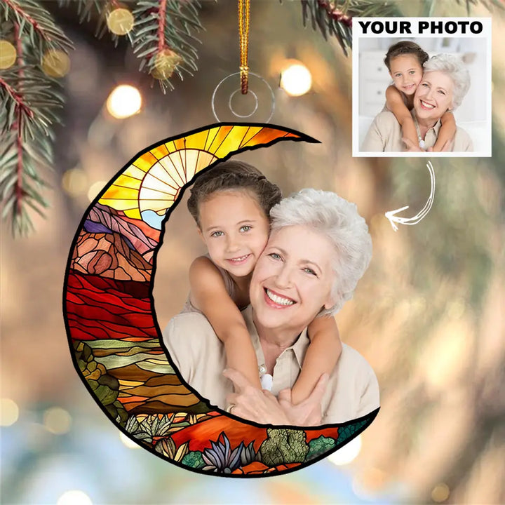 Love You To The Moon And Back - Personalized Custom Photo Mica Ornament - Christmas Gift For Family Members AGCPD064