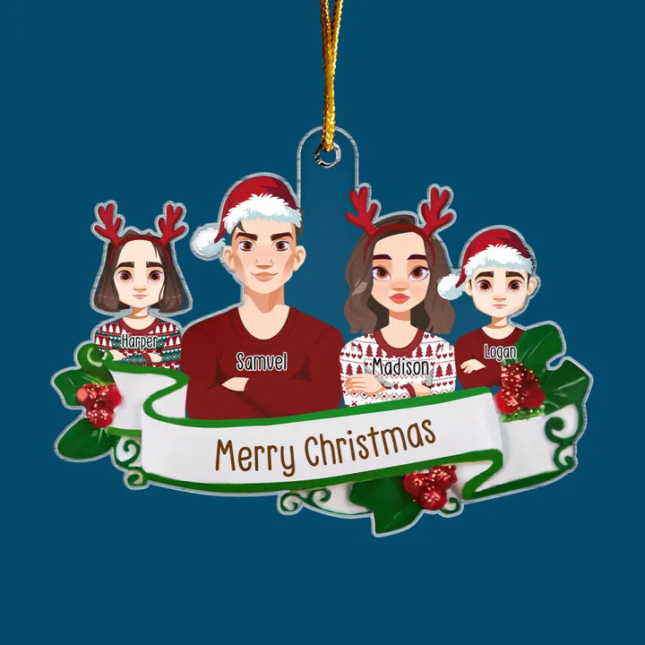 Christmas Family - Personalized Custom Mica Ornament - Christmas Gift For Family, Dad, Mom, Family Members CLA0VP007