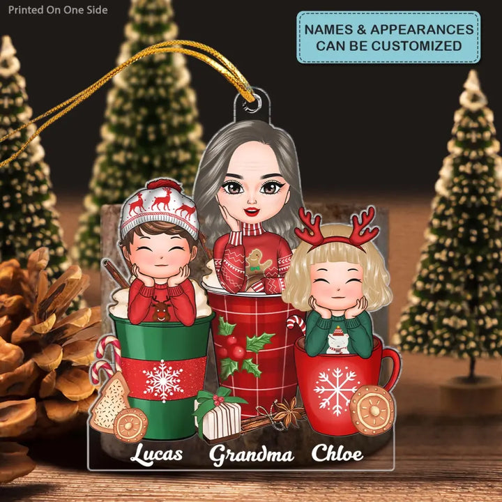 Grandma Christmas Coffee - Personalized Custom Mica Ornament - Christmas Gift For Grandma, Mom, Family Members CLA0AD021