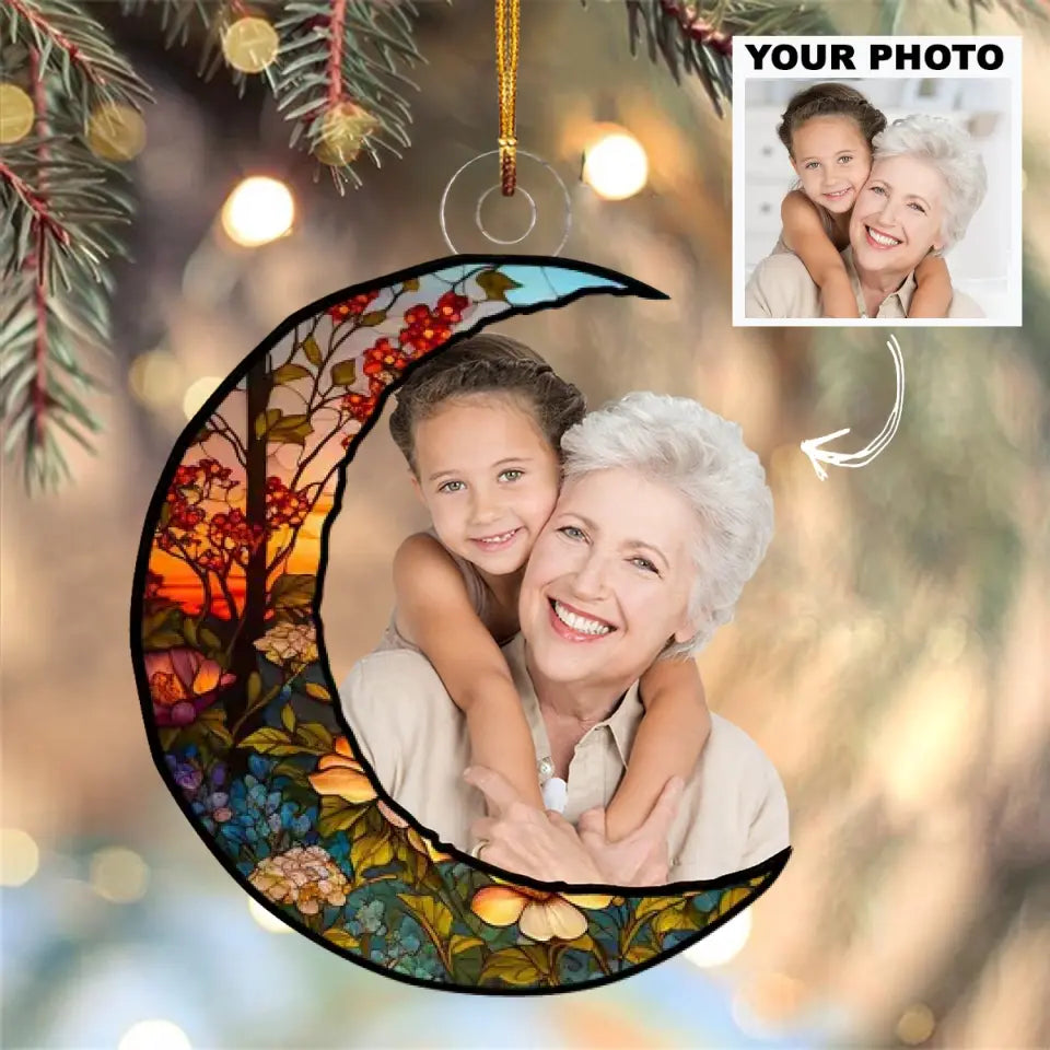 Love You To The Moon And Back - Personalized Custom Photo Mica Ornament - Christmas Gift For Family Members AGCPD064