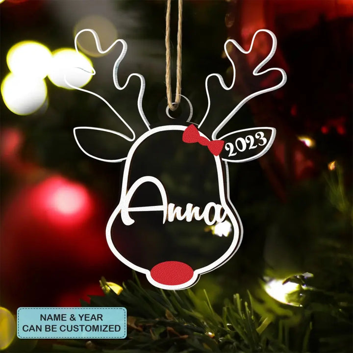 Santa's Reindeer Custom Name Ornament - Personalized Custom 2-Layer Mix Ornament - Christmas Gift For Family Members AGCVP004
