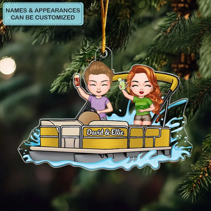 Pontoon Couple - Personalized Custom Mica Ornament - Christmas Gift For Couple CLA0HD014