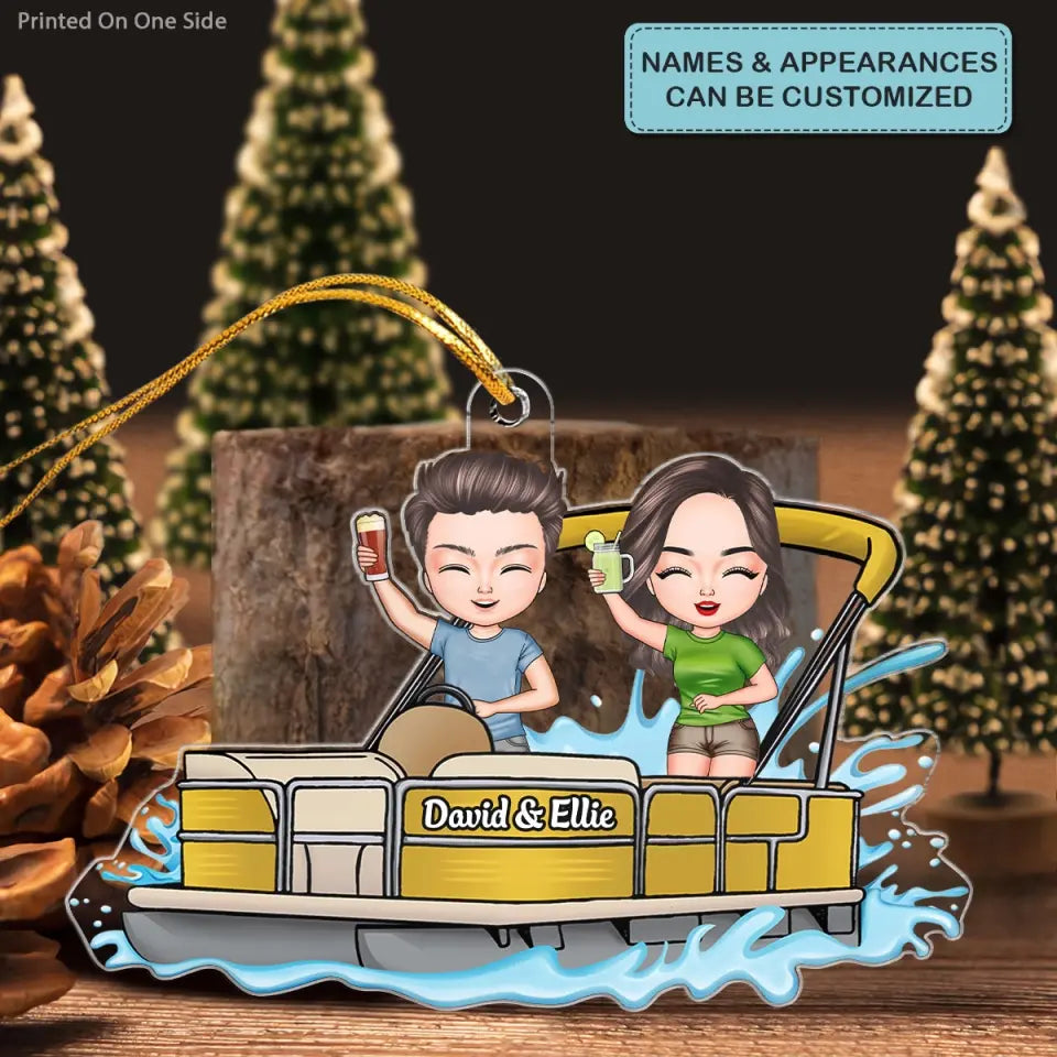 Pontoon Couple - Personalized Custom Mica Ornament - Christmas Gift For Couple CLA0HD014