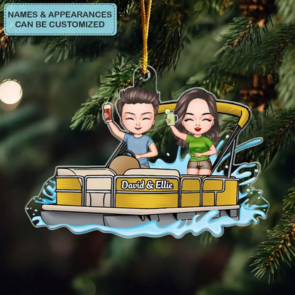 Pontoon Couple - Personalized Custom Mica Ornament - Christmas Gift For Couple CLA0HD014