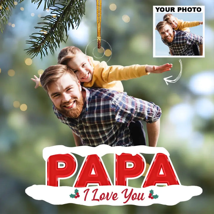 Dad Is The Best - Personalized Custom Photo Mica Ornament - Christmas Gift For Dad, Family, Family Members AGCHT012