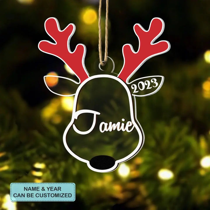 Santa's Reindeer Custom Name Ornament - Personalized Custom 2-Layer Mix Ornament - Christmas Gift For Family Members AGCVP004