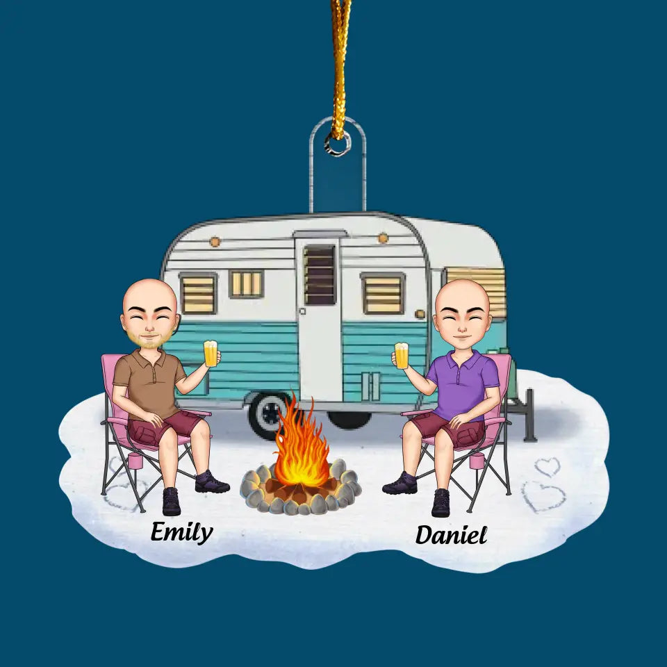 Couple Camping - Personalized Custom Mica Ornament - Christmas Gift For Couple, Camper, Camping Lovers CLA0PD014