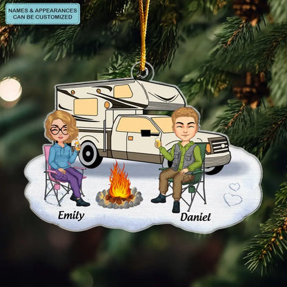 Couple Camping - Personalized Custom Mica Ornament - Christmas Gift For Couple, Camper, Camping Lovers CLA0PD014