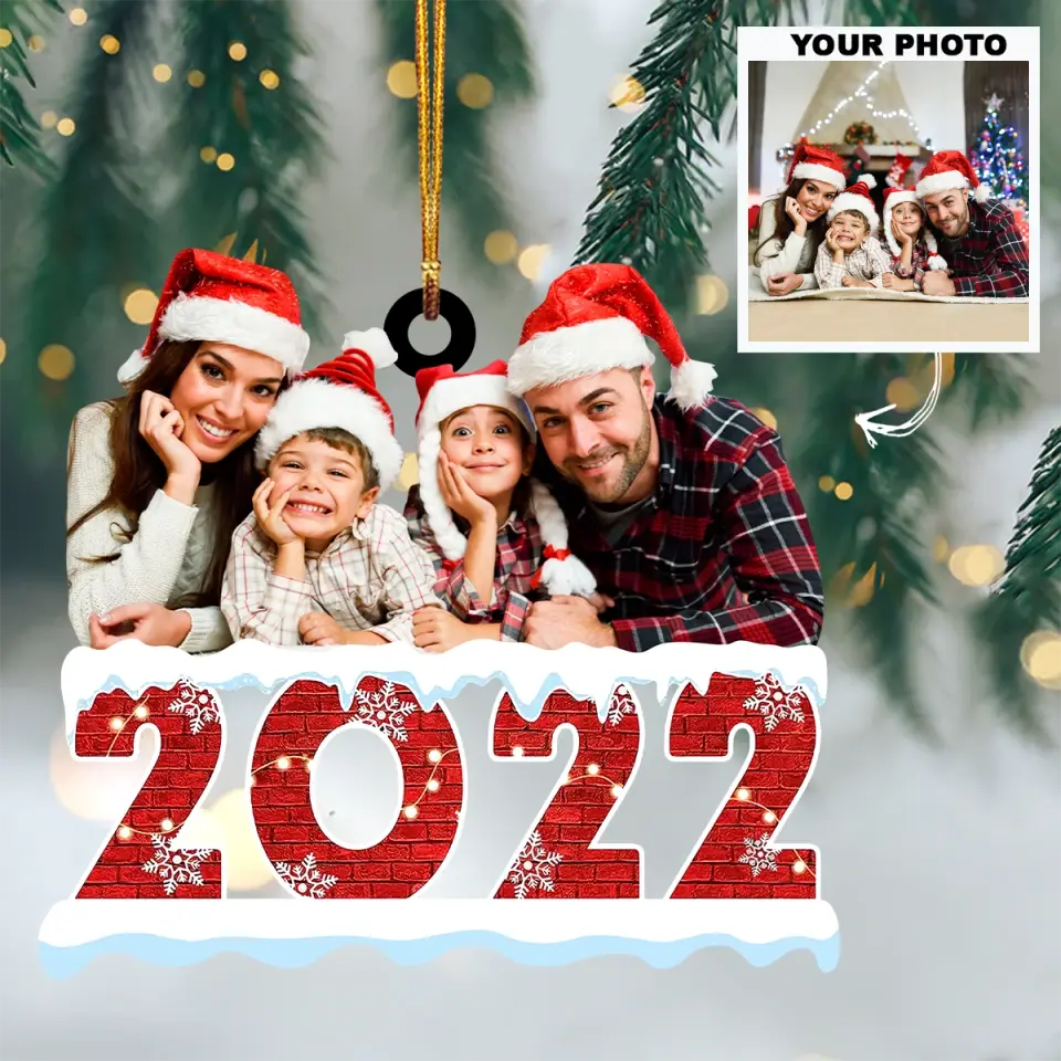 Personalized Photo Mica Ornament - Gift For Family Member - Merry Christmas 2022 ARND005 AGCHD001