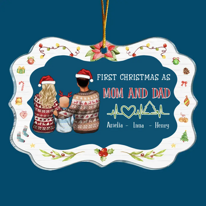 First Christmas As Mom And Dad - Personalized Custom Mica Ornament - Christmas Gift For Family, Family Members