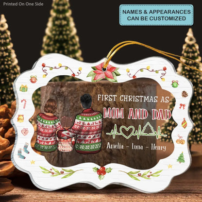 First Christmas As Mom And Dad - Personalized Custom Mica Ornament - Christmas Gift For Family, Family Members