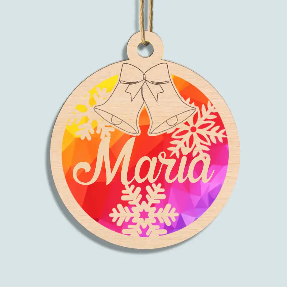 Christmas Name Tag - Personalized Custom Suncatcher Layer Mix Ornament - Christmas Gift For Family, Family Members