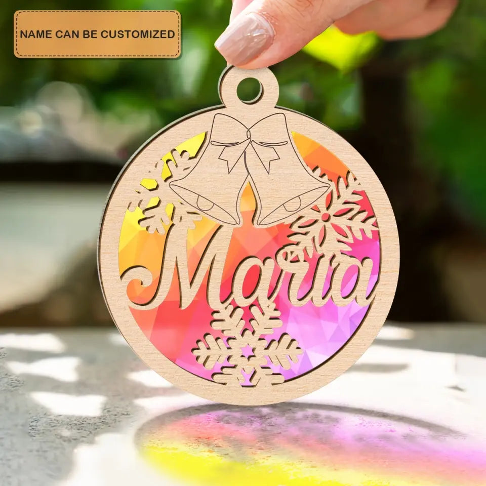 Christmas Name Tag - Personalized Custom Suncatcher Layer Mix Ornament - Christmas Gift For Family, Family Members
