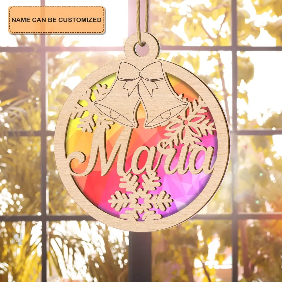 Christmas Name Tag - Personalized Custom Suncatcher Layer Mix Ornament - Christmas Gift For Family, Family Members
