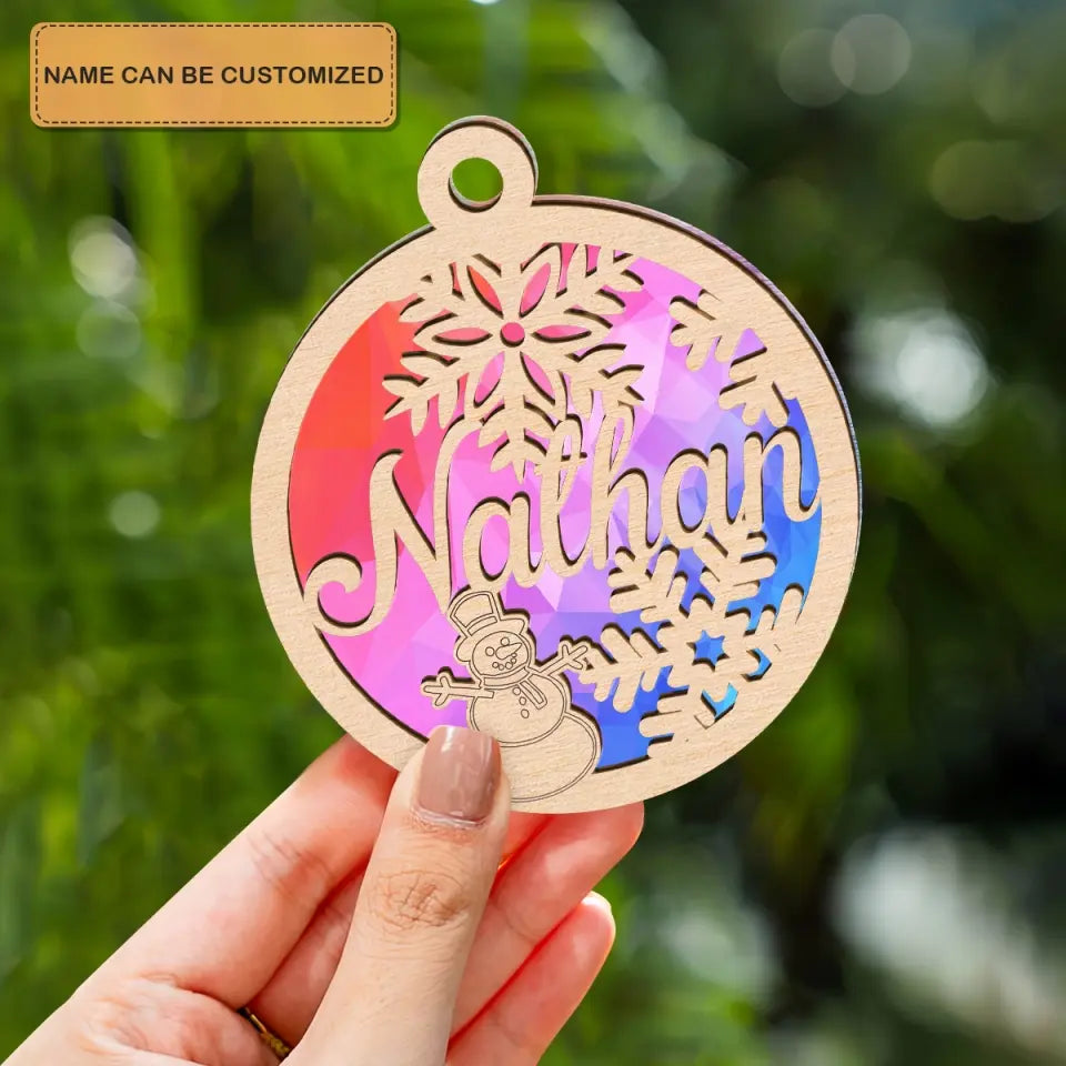 Christmas Name Tag - Personalized Custom Suncatcher Layer Mix Ornament - Christmas Gift For Family, Family Members