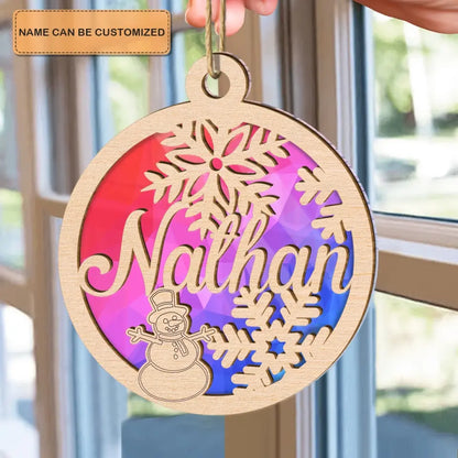 Christmas Name Tag - Personalized Custom Suncatcher Layer Mix Ornament - Christmas Gift For Family, Family Members
