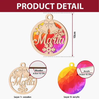 Christmas Name Tag - Personalized Custom Suncatcher Layer Mix Ornament - Christmas Gift For Family, Family Members