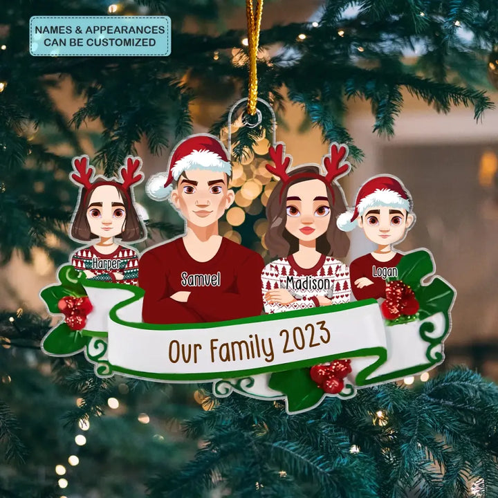 Christmas Family - Personalized Custom Mica Ornament - Christmas Gift For Family, Dad, Mom, Family Members CLA0VP007