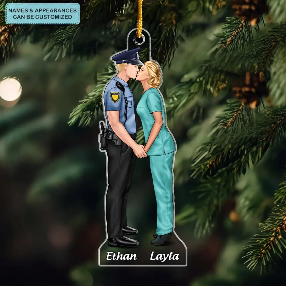 Job Couple - Personalized Custom Mica Ornament - Christmas Gift For Couple, Husband, Wife, Family Members CLA0HD017