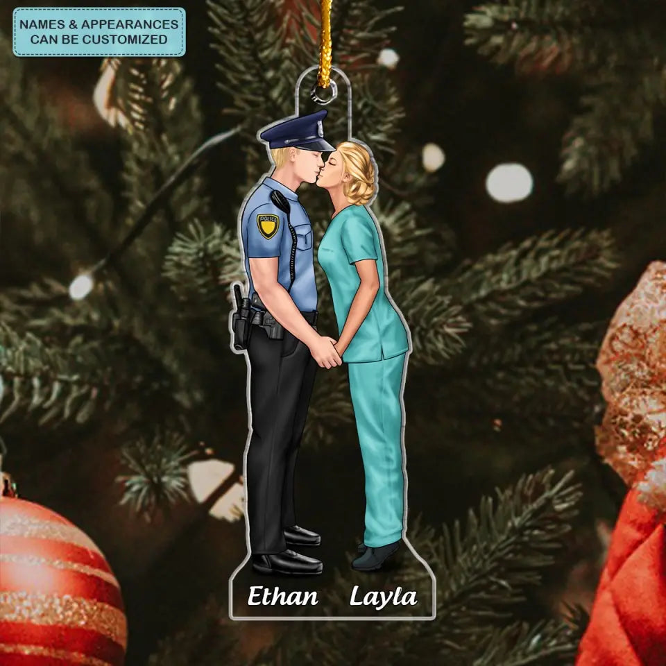 Job Couple - Personalized Custom Mica Ornament - Christmas Gift For Couple, Husband, Wife, Family Members CLA0HD017