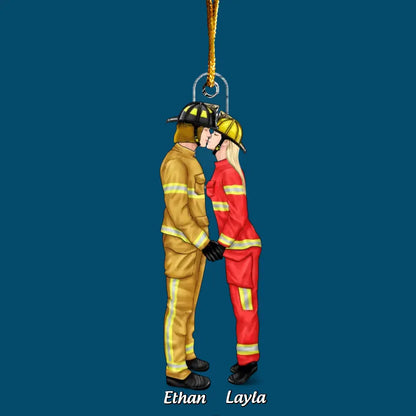 Job Couple - Personalized Custom Mica Ornament - Christmas Gift For Couple, Husband, Wife, Family Members CLA0HD017