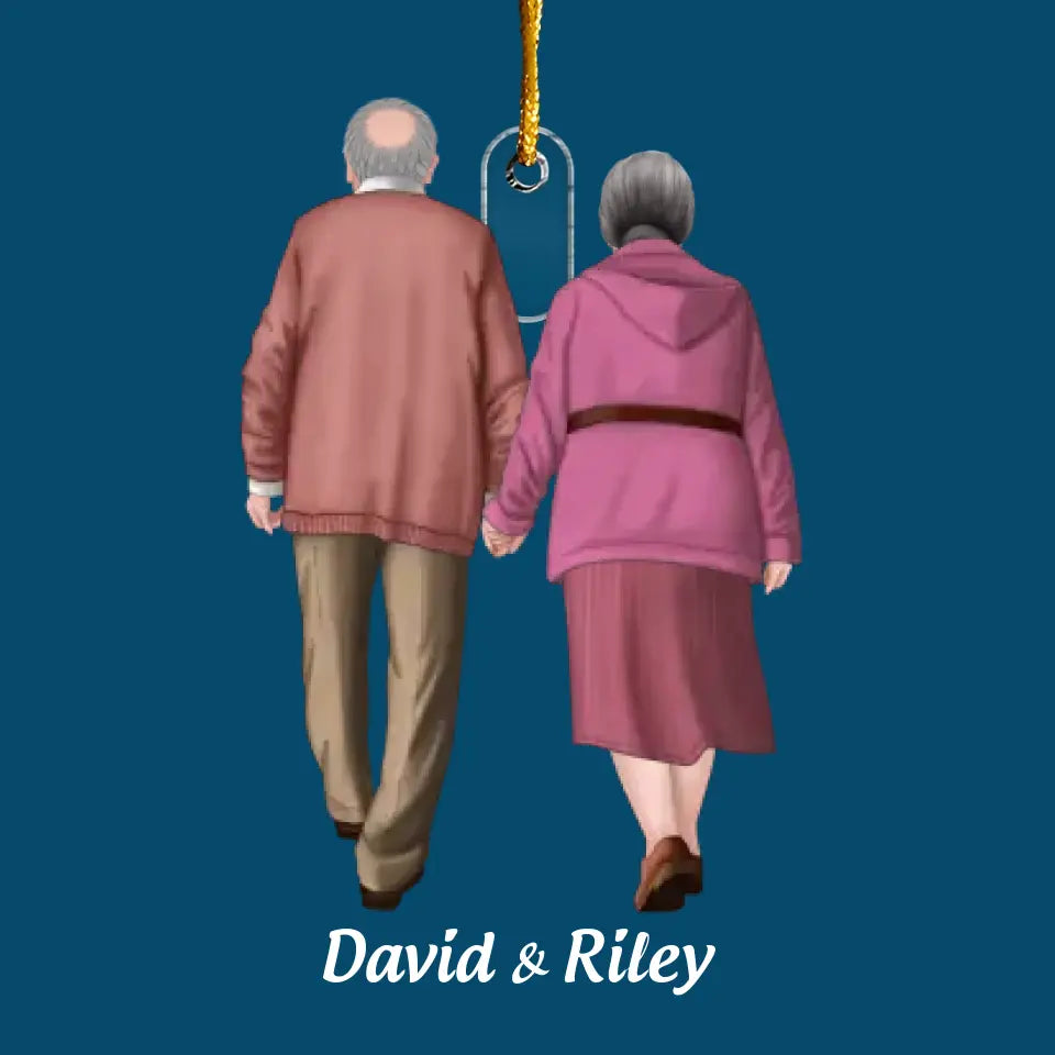Old Couple - Personalized Custom Mica Ornament - Christmas Gift For Couple, Husband, Wife, Family Members CLA0HD020