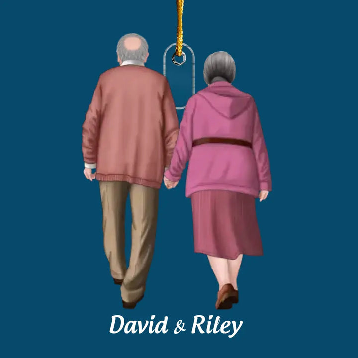 Old Couple - Personalized Custom Mica Ornament - Christmas Gift For Couple, Husband, Wife, Family Members CLA0HD020