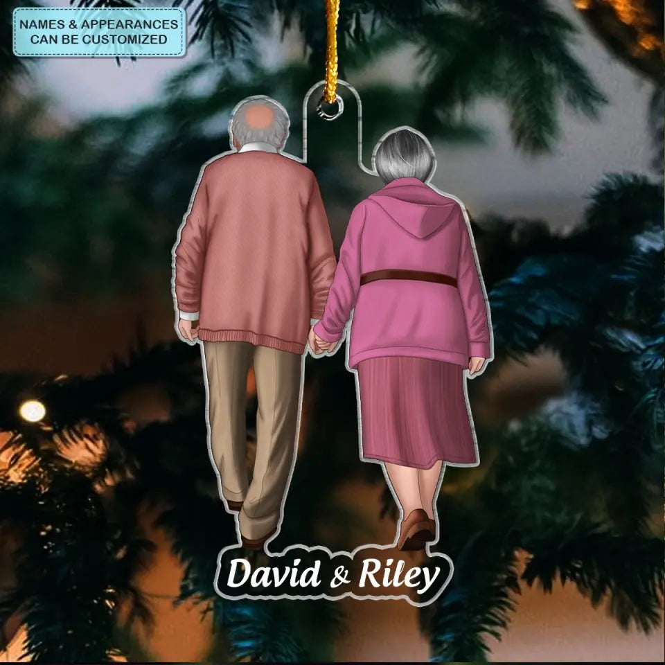 Old Couple - Personalized Custom Mica Ornament - Christmas Gift For Couple, Husband, Wife, Family Members CLA0HD020