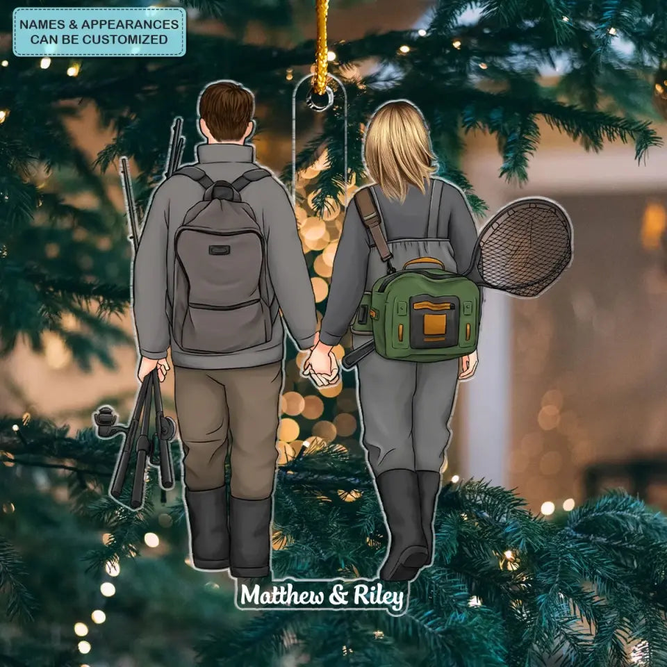 Fishing Couple - Personalized Custom Mica Ornament - Christmas Gift For Fishing Lovers, Fishers, Family Members CLA0HD018