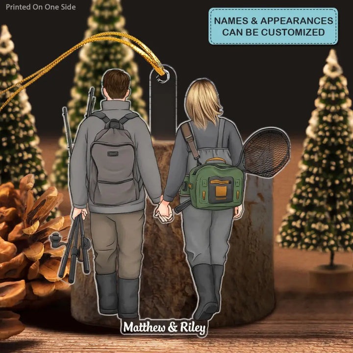 Fishing Couple - Personalized Custom Mica Ornament - Christmas Gift For Fishing Lovers, Fishers, Family Members CLA0HD018