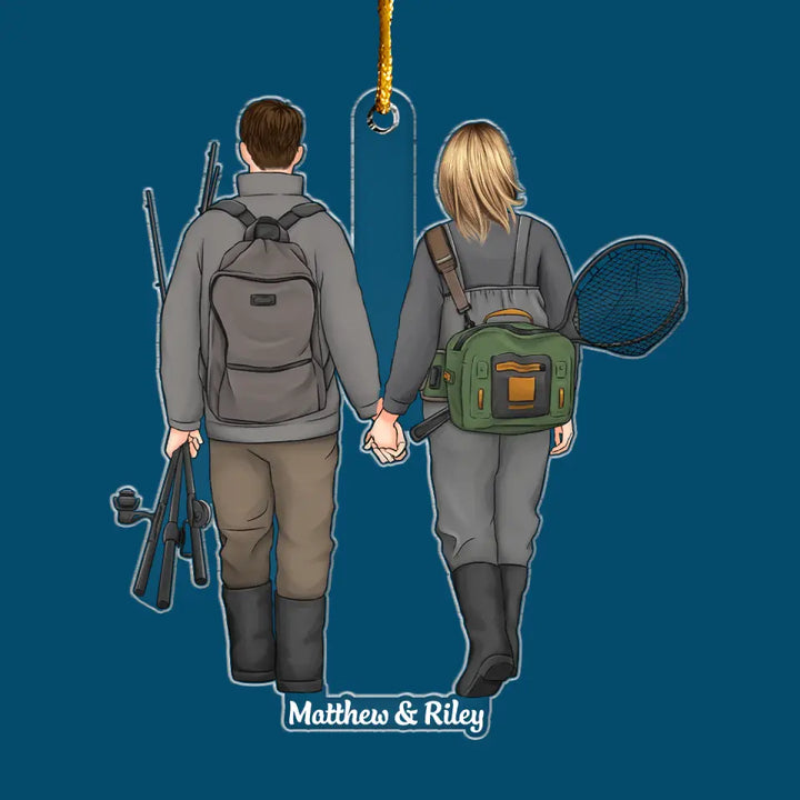 Fishing Couple - Personalized Custom Mica Ornament - Christmas Gift For Fishing Lovers, Fishers, Family Members CLA0HD018