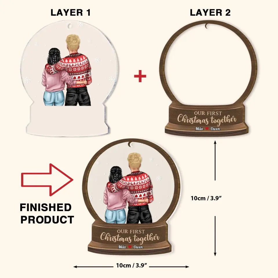 Our First Christmas Together - Personalized Custom 2-Layer Mix Ornament - Christmas Gift For Couple, Wife, Husband, Family Members