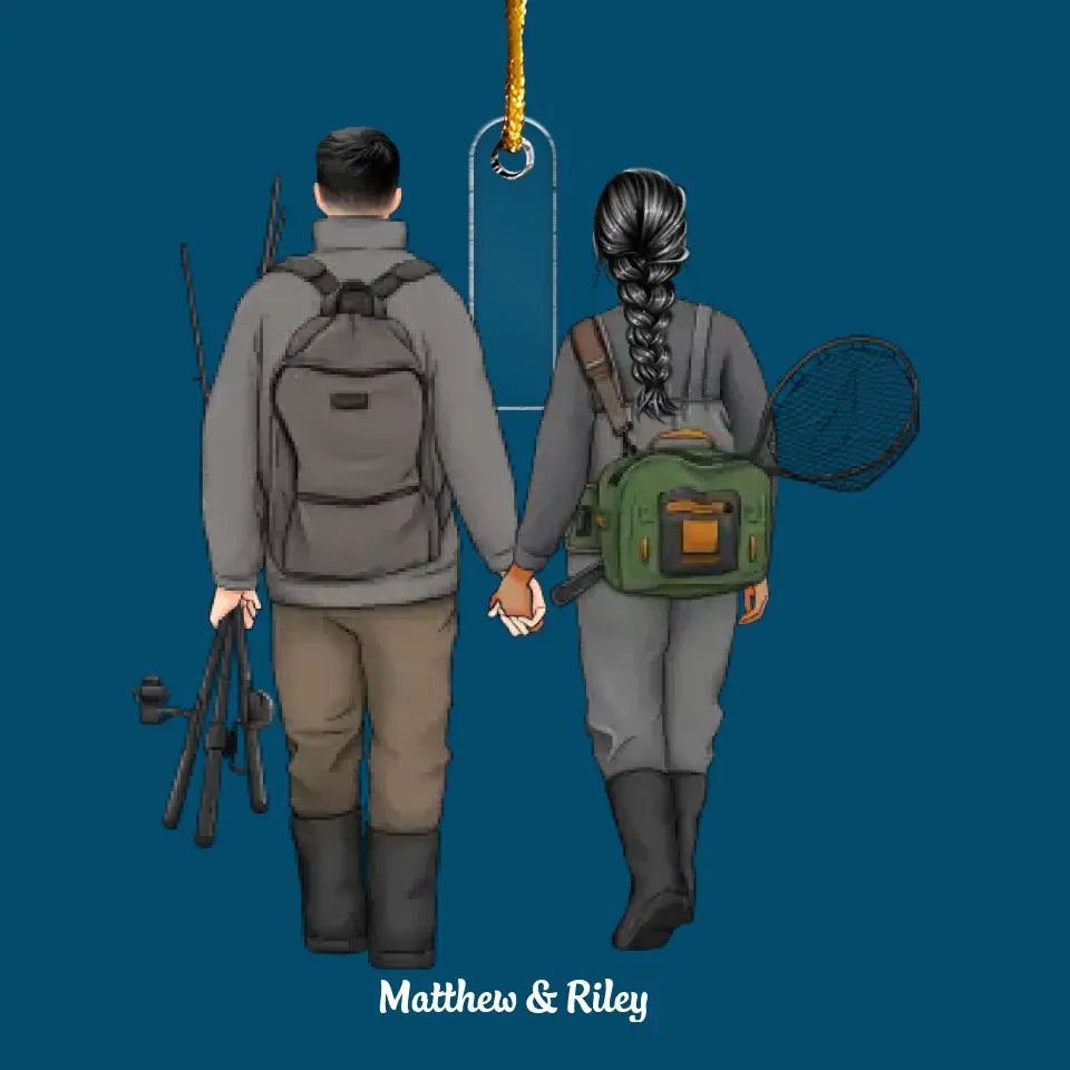 Fishing Couple - Personalized Custom Mica Ornament - Christmas Gift For Fishing Lovers, Fishers, Family Members CLA0HD018
