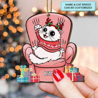 Cat Scratching Sofa - Personalized Custom Wood Ornament - Christmas Gift For Cat Mom, Cat Dad, Dog Mom, Dog Dad