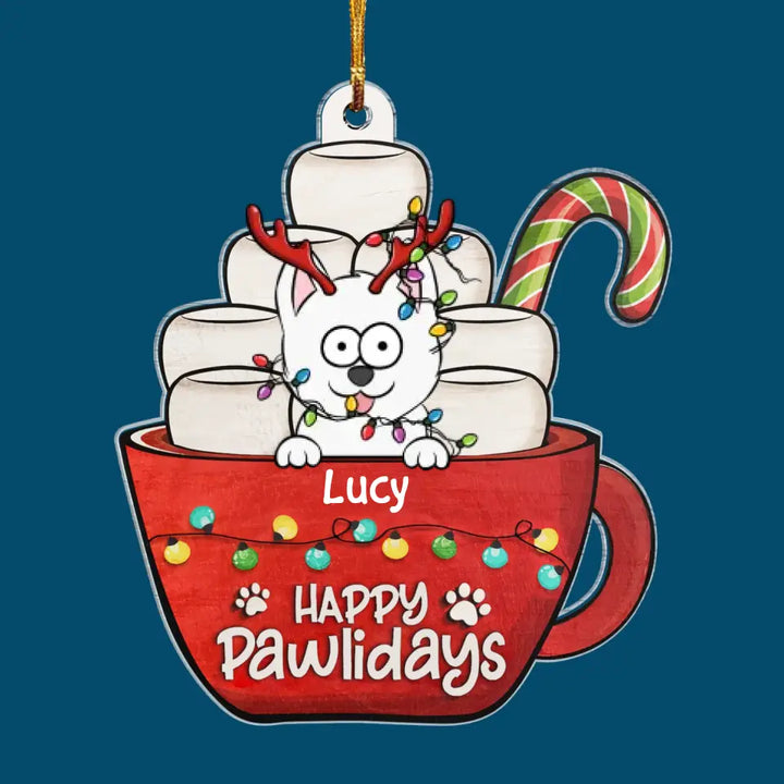 Happy Pawlidays - Personalized Custom Photo Mica Ornament - Christmas Gift For Dog Mom, Dog Dad, Dog Lover, Dog Owner CLA0AD020