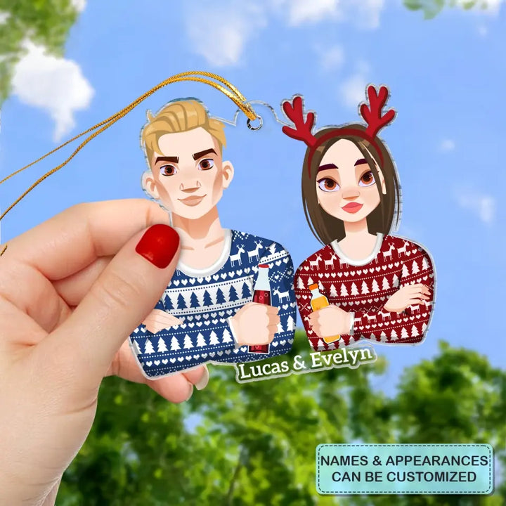 Christmas Couple Ornament - Personalized Custom Mica Ornament - Christmas Gift For Couple, Husband, Wife, Family Members CLA0DM017
