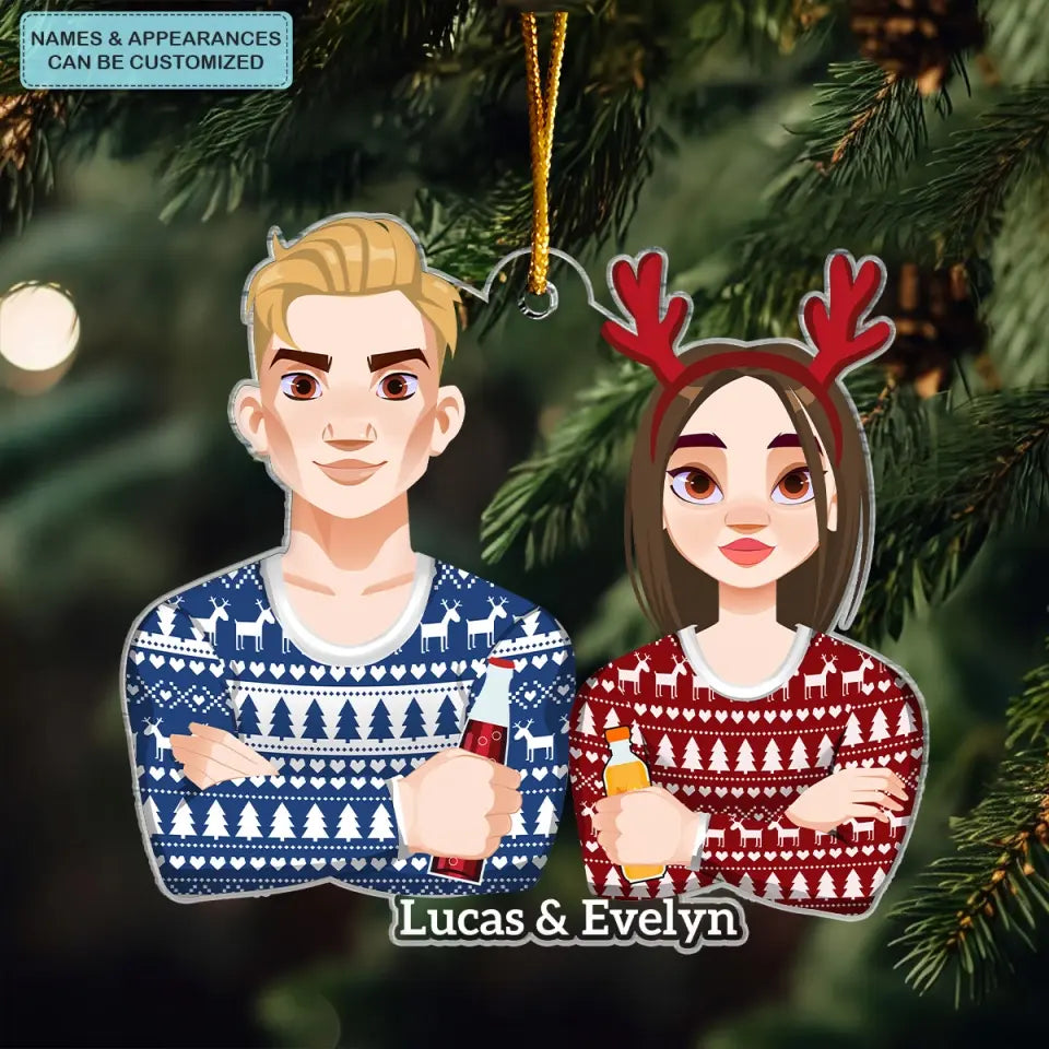 Christmas Couple Ornament - Personalized Custom Mica Ornament - Christmas Gift For Couple, Husband, Wife, Family Members CLA0DM017