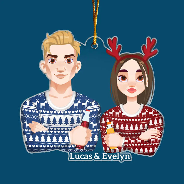 Christmas Couple Ornament - Personalized Custom Mica Ornament - Christmas Gift For Couple, Husband, Wife, Family Members CLA0DM017