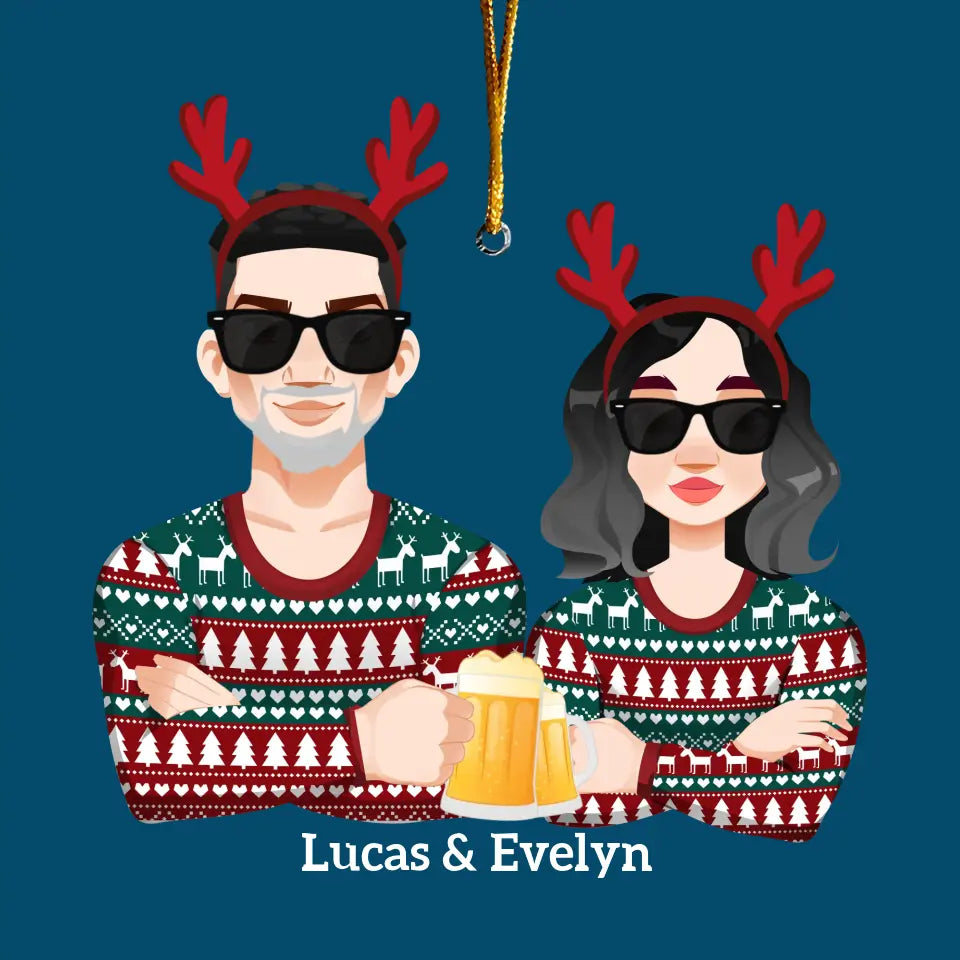 Christmas Couple Ornament - Personalized Custom Mica Ornament - Christmas Gift For Couple, Husband, Wife, Family Members CLA0DM017