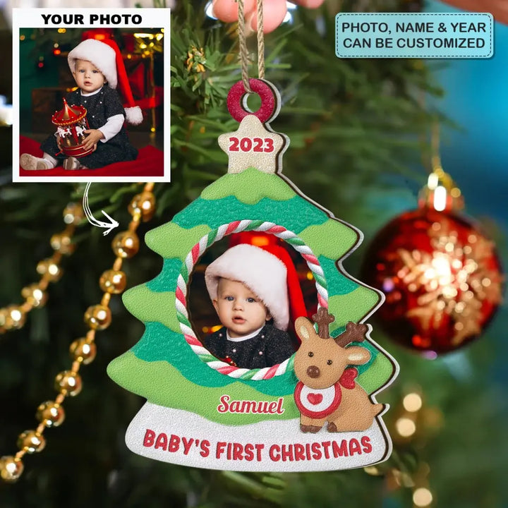 Baby's First Christmas - Personalized Custom 2-Layer Mix Ornament - Christmas Gift For Baby, Family Members