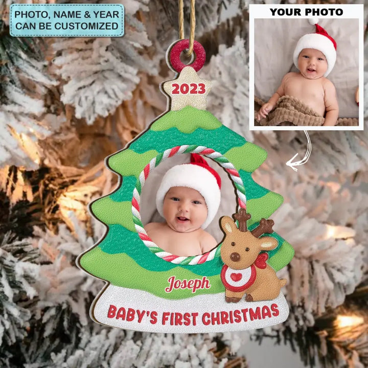 Baby's First Christmas - Personalized Custom 2-Layer Mix Ornament - Christmas Gift For Baby, Family Members