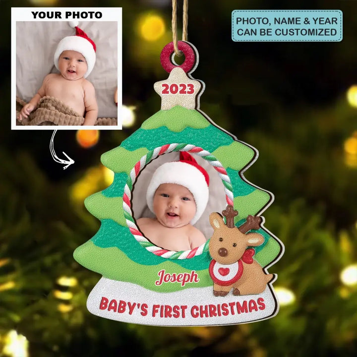 Baby's First Christmas - Personalized Custom 2-Layer Mix Ornament - Christmas Gift For Baby, Family Members