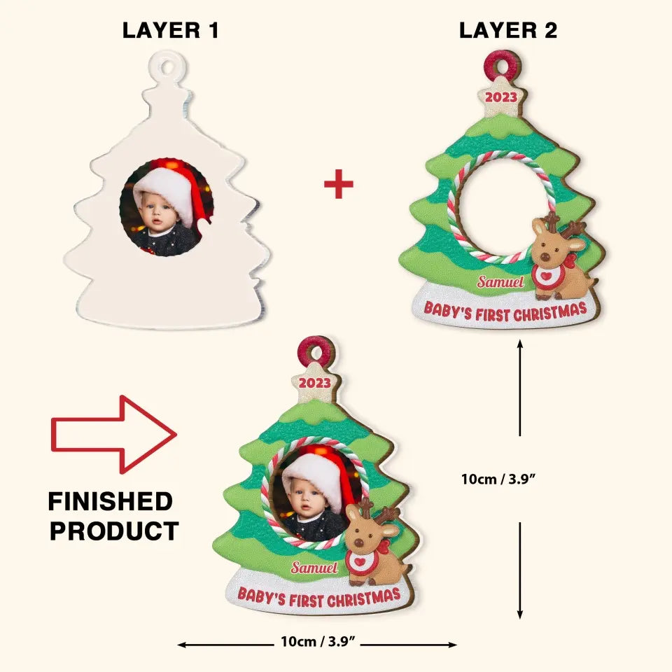 Baby's First Christmas - Personalized Custom 2-Layer Mix Ornament - Christmas Gift For Baby, Family Members