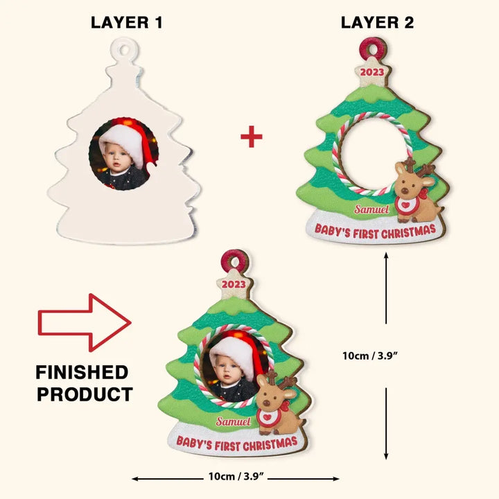 Baby's First Christmas - Personalized Custom 2-Layer Mix Ornament - Christmas Gift For Baby, Family Members