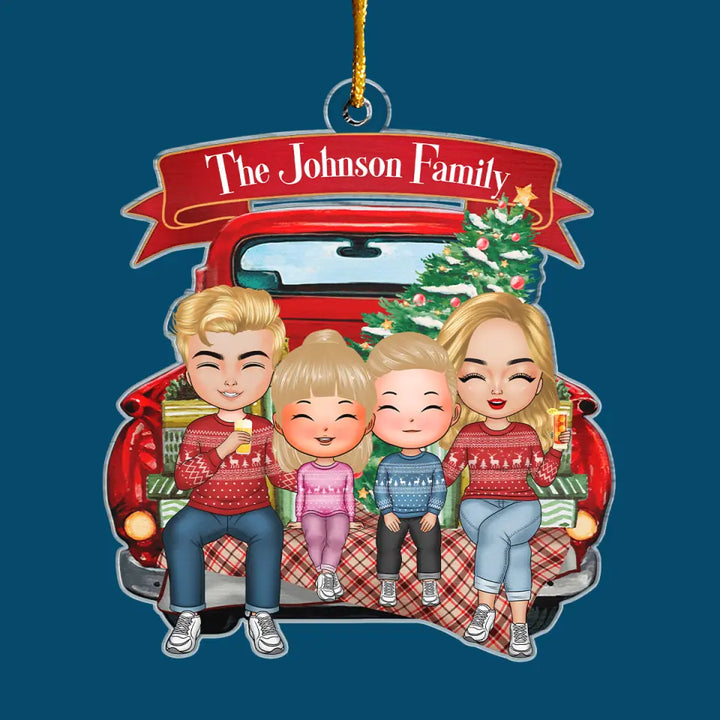 Family On The Back Of Christmas Truck - Personalized Custom Mica Ornament - Christmas Gift For Family, Family Members CLA0AD026