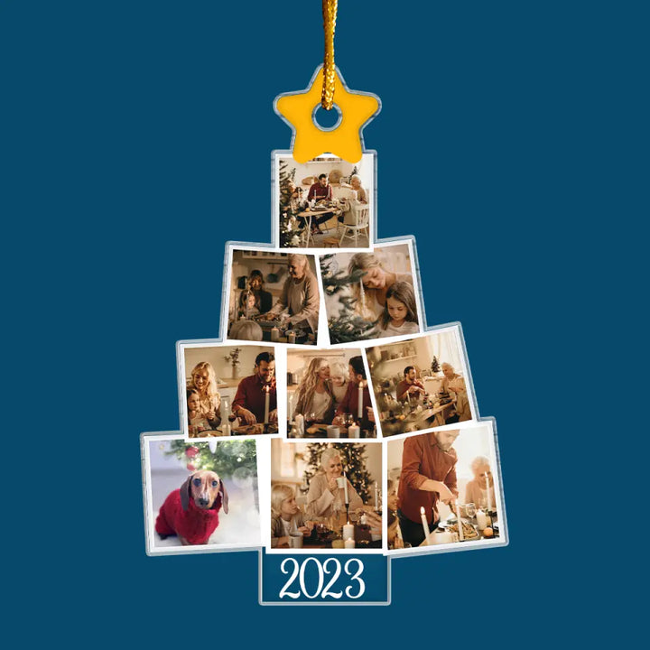 Family Photo Christmas Tree - Personalized Custom Mica Ornament - Christmas Gift For Family, Family Members