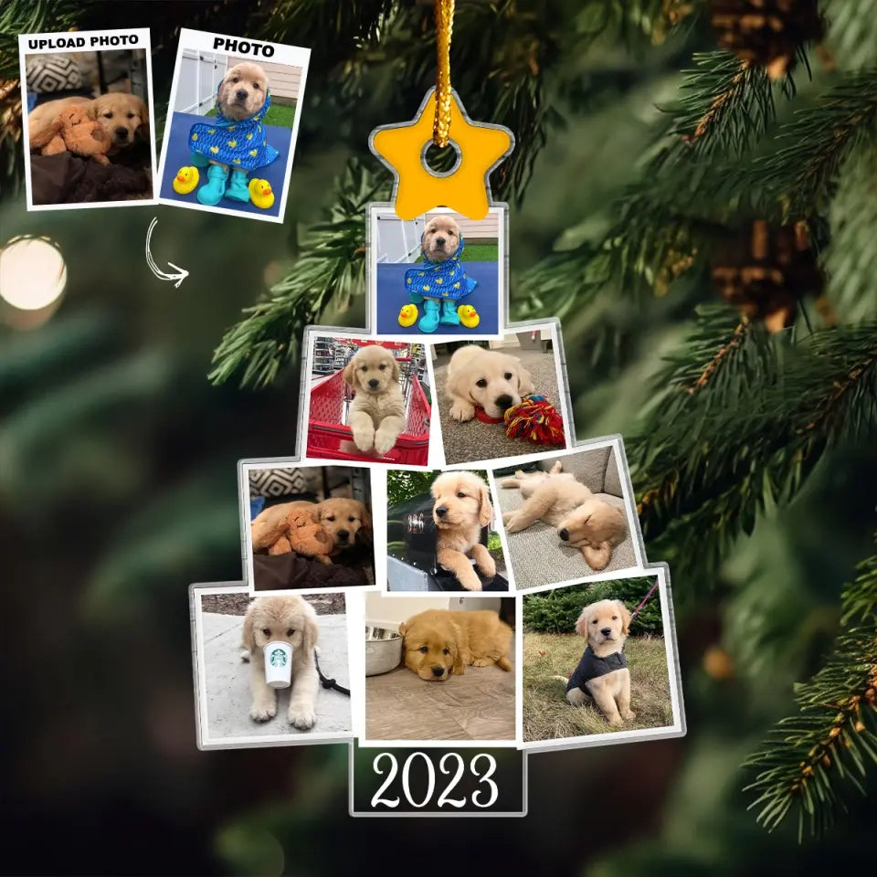 2023 Christmas Tree Custom Photos - Personalized Custom Mica Ornament