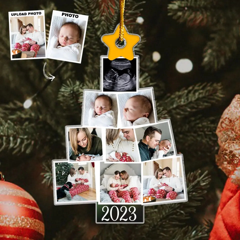 Baby's First Christmas 2023 - Personalized Custom Photo Mica Ornament