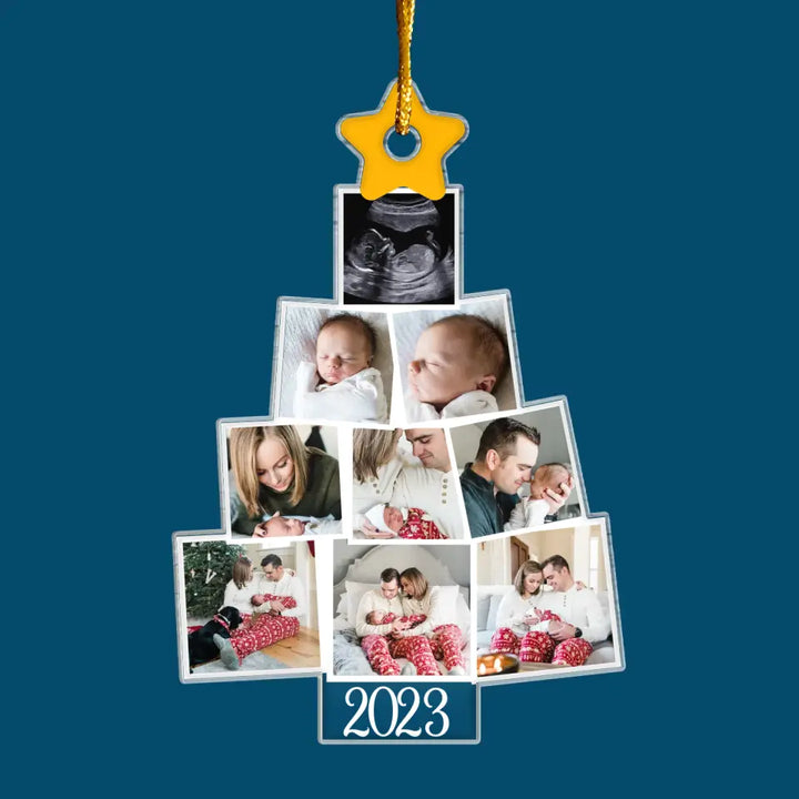 Baby's First Christmas 2023 - Personalized Custom Photo Mica Ornament