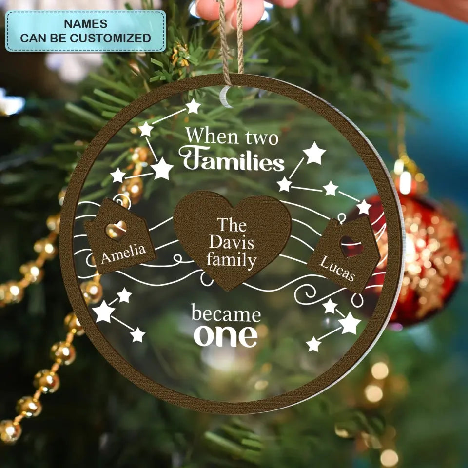 When Two Hearts Became One - Personalized Custom 2-Layer Mix Ornament - Christmas Gift For Couple, Wife, Husband, Family Members